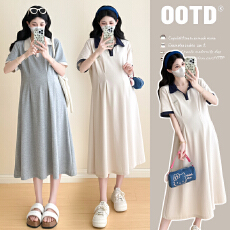 实拍2026夏季新款韩版时尚宽松中长款孕妇连衣裙