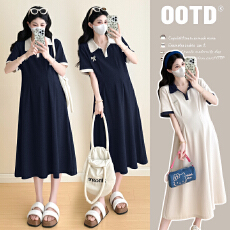 实拍现2026夏季新款韩版时尚宽松中长款孕妇连衣裙