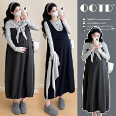 批发实拍2026早春新款韩版时尚孕妇背心裙+孕妇针织3件套套装