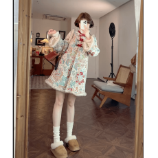 批发有货直接拿冬季新款复古提花过年战袍中式改良旗袍裙子外套大衣