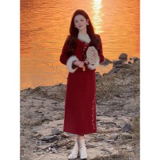 批发有货  直接拿小香风套装女2025年冬季新中式国风外套半身裙两件套