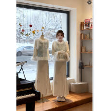 批发有货直接拿新中式国风套装<b class='q'>改良</b><b class='q'>旗袍</b>连衣裙毛毛马甲