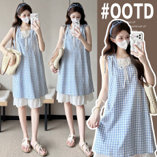 批发夏季新款孕妇装休闲时尚宽松遮肚显瘦连衣裙蕾丝中长款孕妇裙子