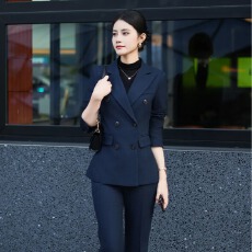 批发新款双排扣<b class='q'>西装外套</b>微喇裤女通勤气质西装套装面试韩版时尚工作服