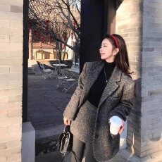 批发秋冬新款时尚高奢羊驼毛绵羊毛蓬松挺阔毛呢西装半<b class='q'>裙套装</b>两件套