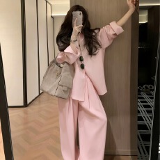 批发老钱风松弛感套装女2026春季薄款防晒衬衫外套休闲阔腿<b class='q'>裤子</b>两件套