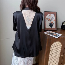 批发春夏新款薄长袖西装<b class='q'>外套</b>2026<b class='q'>气质</b>宽松缎面中长款上衣女＋短裤套装