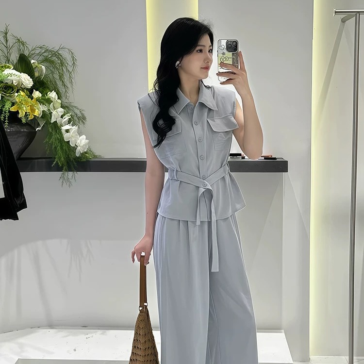 RY3731# 时尚高级感套装女2026夏季新款收腰显瘦洋气减龄无袖休闲裤...