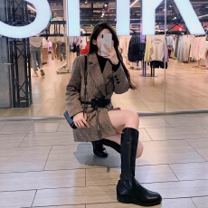 批发实拍韩国chic复古翻领千鸟格西装外套<b class='q'>女</b>收腰显瘦小<b class='q'>西服</b>