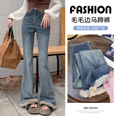 批发<b class='q'>孕妇</b><b class='q'>弹力</b>牛仔裤加绒毛边<b class='q'>孕妇</b><b class='q'>喇叭裤</b>牛仔裤外穿保暖
