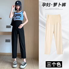 批发实拍  天丝竹节弹力超薄夏季<b class='q'>孕妇</b><b class='q'>裤</b>M-3XL宽松透气休闲九分托腹裤