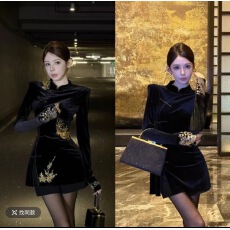 批发粉红PINK丨“墨绒花叙”新中式中国风<b class='q'>刺绣</b>立领盘扣上衣FH