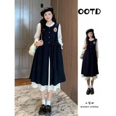 批发孕妇装哺乳秋冬季新款复古灯芯绒连衣裙赫本风遮肚显瘦裙子<b class='q'>两件</b>套