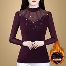 批发实拍 2025秋冬新款高弹网纱半高领打底衫显瘦洋气<b class='q'>长袖</b>女上衣小衫