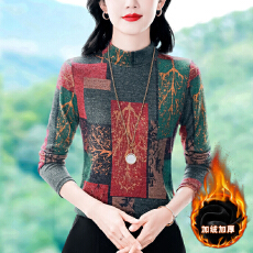 批发实拍2025长袖印花T恤女秋冬新款打底上衣洋气内搭小衫