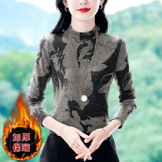 批发实拍2025长袖印花T恤女秋冬<b class='q'>新款</b>打底上衣洋气内搭小衫