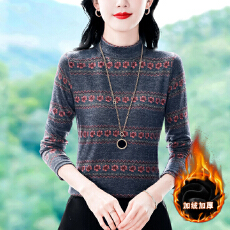 批发实拍2025<b class='q'>长袖</b>印花T恤女秋冬新款打底上衣洋气内搭小衫