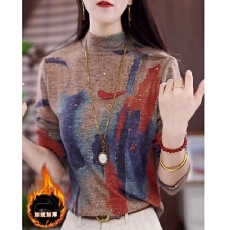 批发半高领打底衫女秋冬款气质减龄小衫洋气<b class='q'>妈妈</b>装时尚宽松显瘦上衣