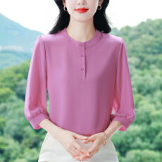 批发实拍 2026夏季新款时尚<b class='q'>妈妈</b>七分袖女衬衫气质减龄优雅显瘦小衫