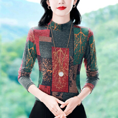 批发实拍2026长袖印花<b class='q'>T</b><b class='q'>恤</b>女秋冬新款打底上衣洋气内搭小衫