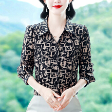 批发实拍长袖衬衫女士2026秋季新款印花小衫洋气减龄百搭通勤上衣