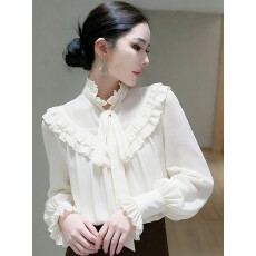 批发初春法式小资小上衣重要场合轻奢高级感洋气<b class='q'>通勤</b>小香风白色衬衫女