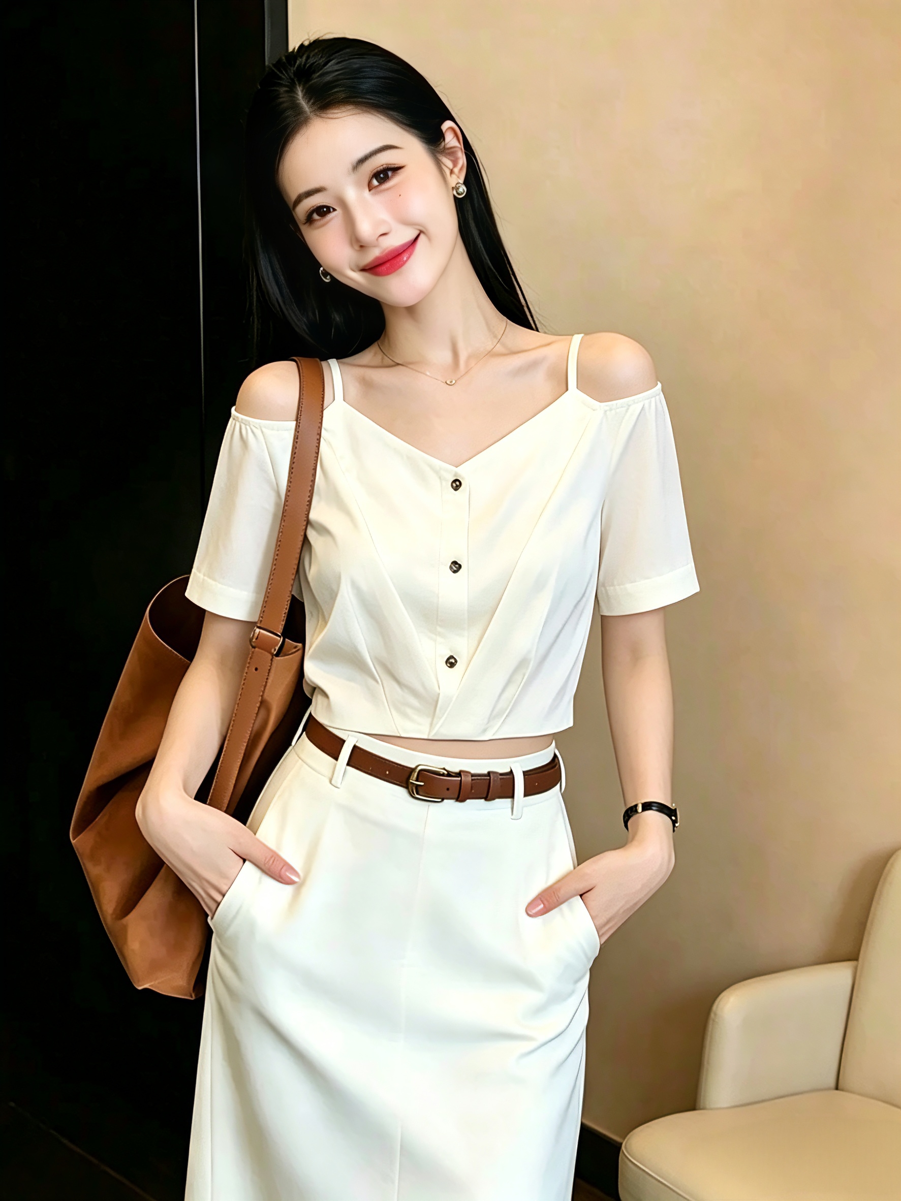재고 있음 프랑스식 디자인 센스 오프숄더 반팔 티셔츠 여성 여름 26 새로운 작은 대중 표지 배 루즈핏 슬림해 보이는 짧은 맨위