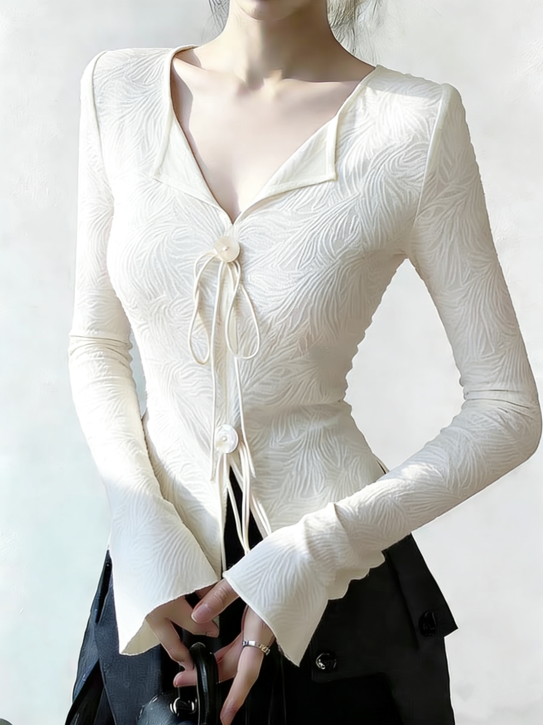 BY35816# 白色肌理感提...