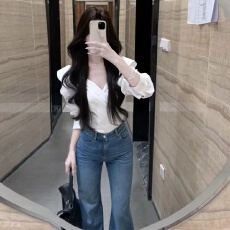 法式独特超好看单穿白色翻领长袖衬衫高端小资气质小上衣2026