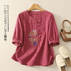 批发提花短袖t恤女夏季2026新款爆款<b class='q'>中老年</b>妈妈洋气绣花宽松半袖上衣