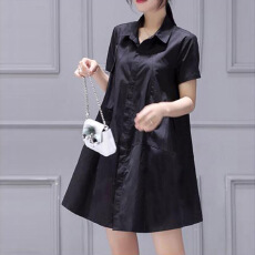 批发<b class='q'>短袖</b><b class='q'>衬衫</b><b class='q'>女</b>新款韩版中长款大码宽松遮肚显瘦<b class='q'>衬衣</b>