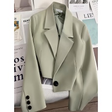批发短款西装外套<b class='q'>女士</b>小个子2024春秋翡翠绿季新款学生百搭<b class='q'>小</b><b class='q'>西服</b>潮女