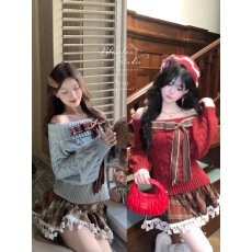 批发Blovelan心湾泊梦 甜美慵懒大蝴蝶软糯<b class='q'>北极</b><b class='q'>绒</b>针织秋冬一字肩毛衣