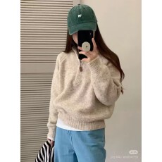 批发皮质半拉链～纯色韩系连帽卫衣休闲穿搭针织衫秋新慵懒感宽松毛衣