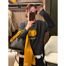 批发蕾丝拼接南瓜羊毛针织衫<b class='q'>女</b>欧洲站2025冬装新款欧货<b class='q'>女</b>装打底毛衣潮