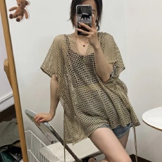 批发外搭<b class='q'>外贸</b>欧美女装机织镂空不规则开叉沙滩<b class='q'>连衣裙</b>防晒罩衫