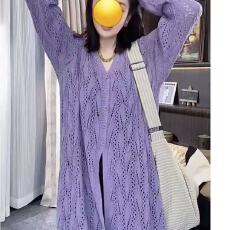 批发V领镂空喇叭袖天丝亚麻<b class='q'>针织</b><b class='q'>开衫</b>女夏长袖防晒坎肩罩衫短款空调衫