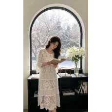 批发波西米亚民族风镂空勾花连衣裙女<b class='q'>秋</b>季2026新款高级感宽松叠穿罩裙