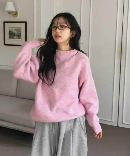 가을 겨울 한 부서 chic 작은 대중 플러스 두껍고 부드러운 찹쌀 보온 풀오버 단색 다용도 풀오버 스웨터 여자