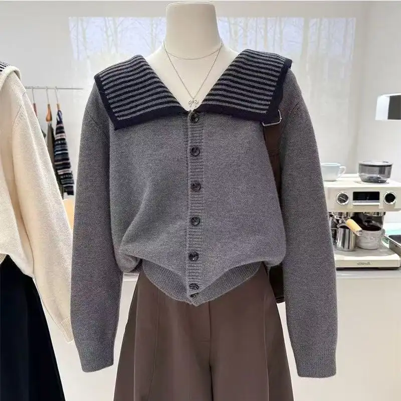 세일러 칼라 스트라이프 가디건 상세 이미지 1