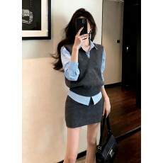 批发针织马甲外套半身裙女秋冬2026年新款洋气外穿今年流行爆款三件套