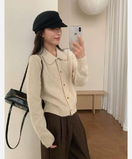 2026 새로운 폴로 칼라 샤 징 버클 품격 니트 오픈 가디건 여성 가을 겨울 슈퍼 잘 생긴 ~ 중 부드러운 찹쌀 스웨터 코트 맨위