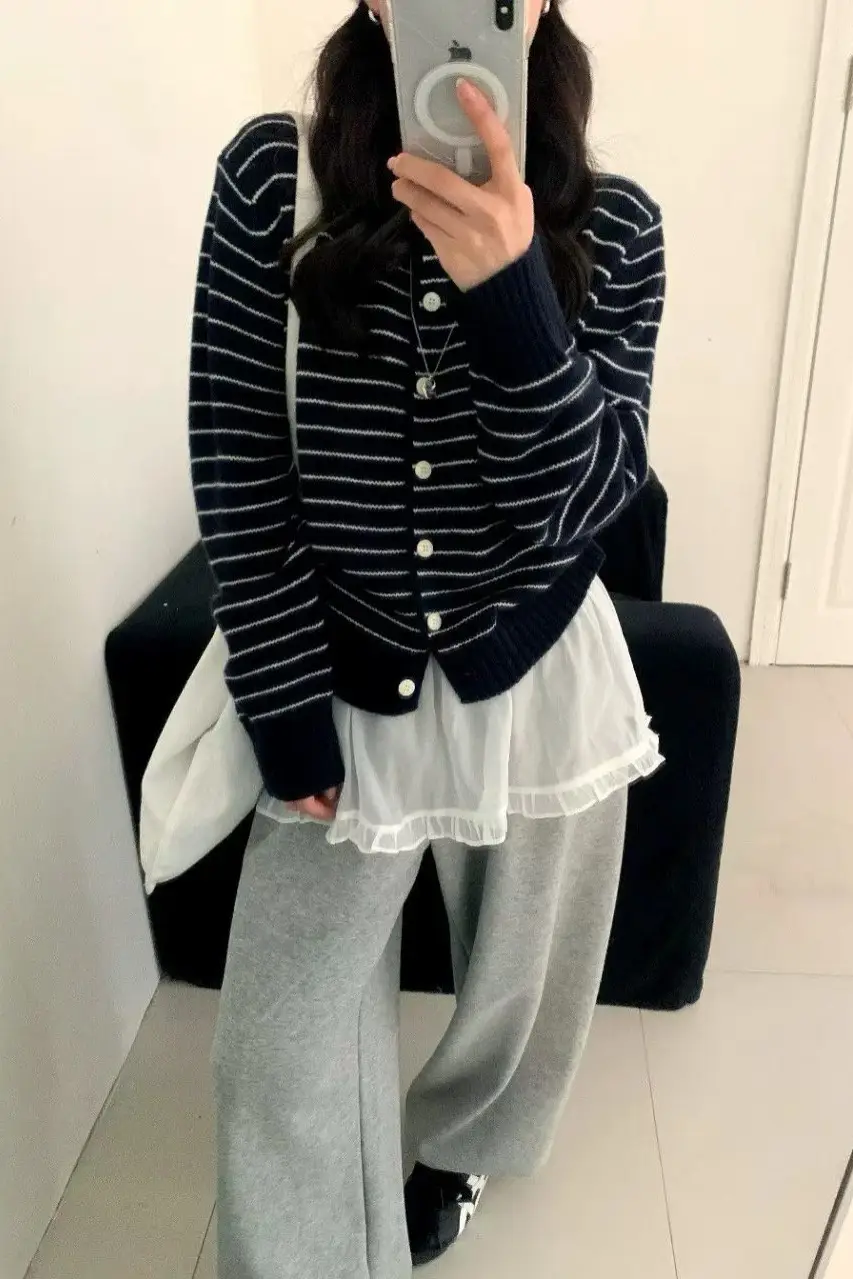 프렌치 스트라이프 가디건 상세 이미지 6