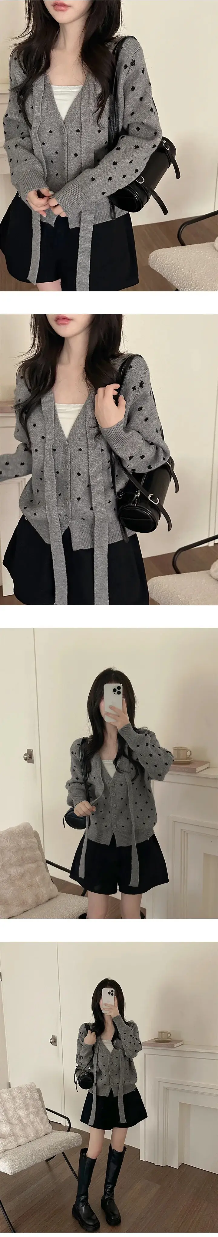 한국인기 도트 버튼 루즈 가디건 상세 이미지 15
