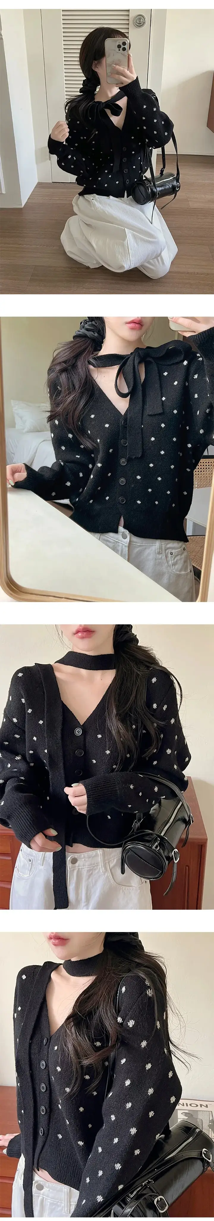 한국인기 도트 버튼 루즈 가디건 상세 이미지 17