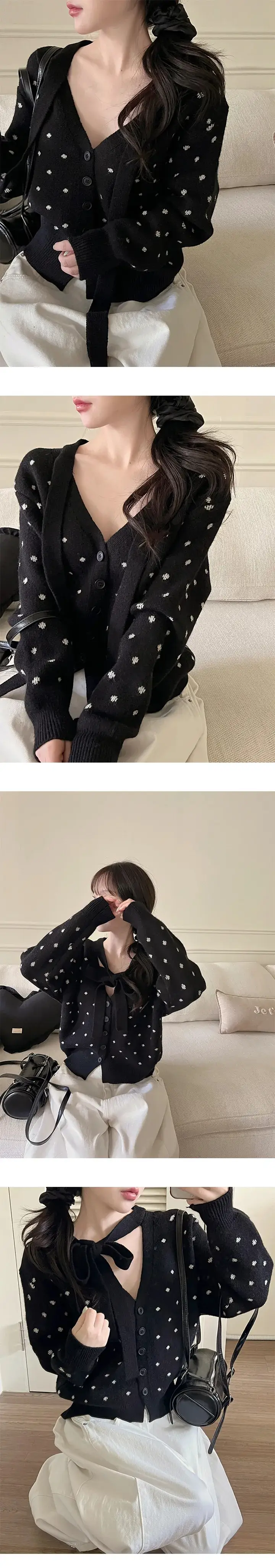 한국인기 도트 버튼 루즈 가디건 상세 이미지 18