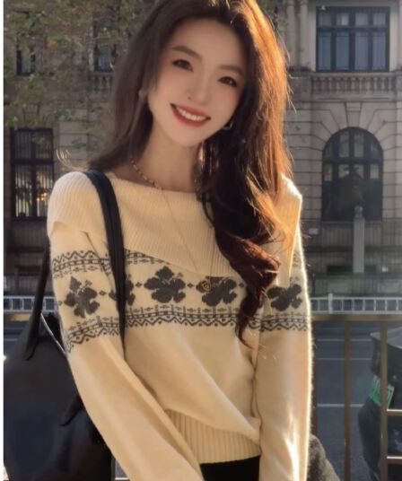 양모 혼방 공정한 섬 스웨터 겨울로 아름다운 옷 여성 의류 외국 가스 세련된 품격