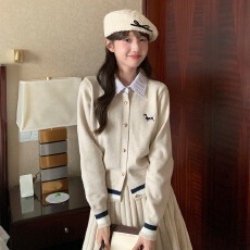 批发2026秋季新款刺绣毛针织衫短裙套装韩系气质休闲两件套女