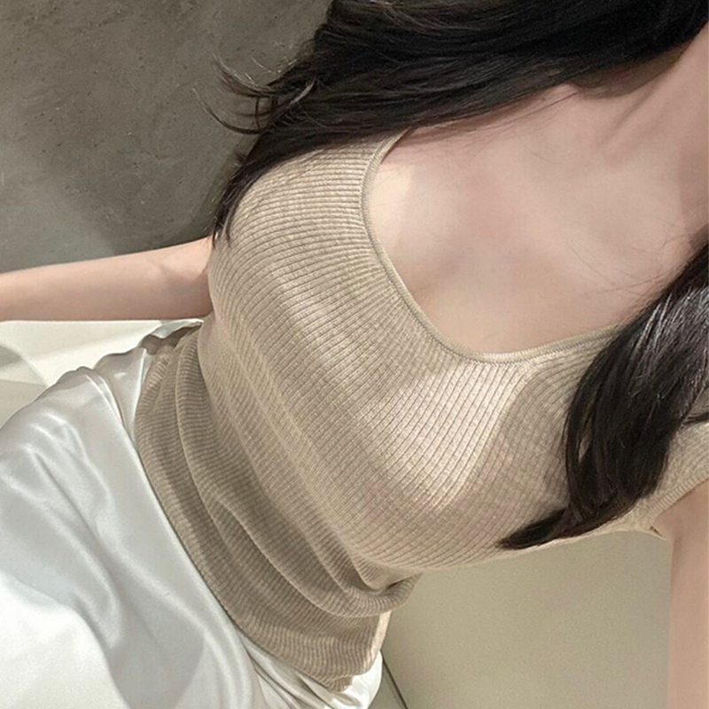 한국 동대문 새로운 다용도 몸매 가꾸기 슬림해 보이는 섹시함 순수한 욕망 u 칼라 디스플레이 몸 니트 반팔 티셔츠 맨위 여성