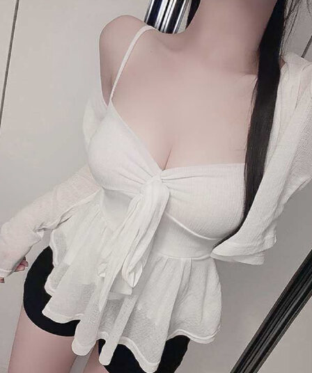 한국 동대문 한 부서 달콤한 매운맛 바람 부드러운 여성 나비 매듭 슬립 오픈 가디건 투피스 슈트 맨위 여성